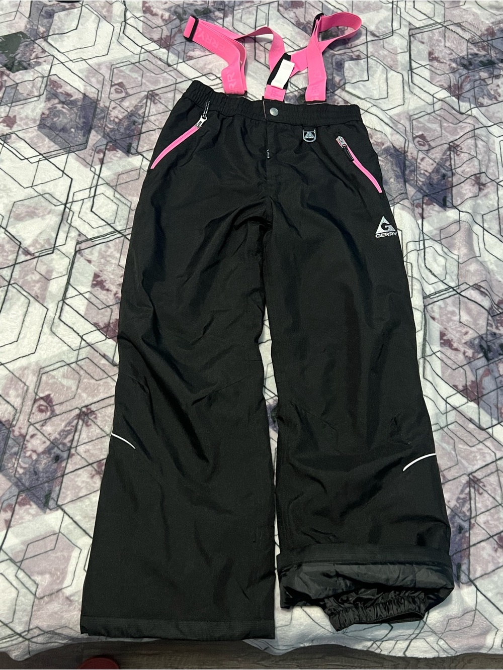 Gerry Weber Kids Black Snow Pants with Pink Suspenders